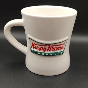 Krispy Kreme White Ceramic Mug Heavy Duty Diner Style 14 oz